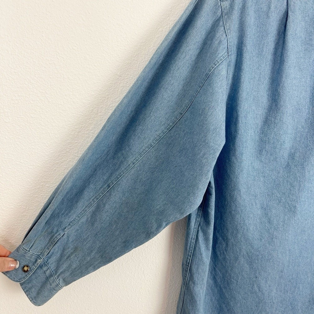 VTG Western Denim Shirt Women's 10 Suede Yoke Embroidered Snap Cowboy Ranchwear - Picture 5 of 14